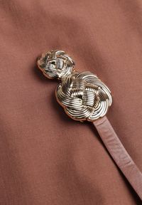 Renee - Brązowe Spódnico-Szorty High Waist Ozdobione Metaliczną Aplikacją i Paskiem Retness. Okazja: na co dzień. Stan: podwyższony. Kolor: brązowy. Wzór: aplikacja. Styl: casual #6