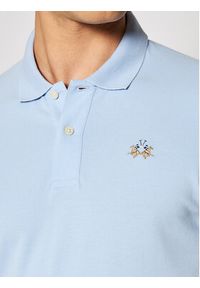La Martina Polo Piquet CCMP02 PK001 Błękitny Slim Fit. Typ kołnierza: polo. Kolor: niebieski. Materiał: bawełna