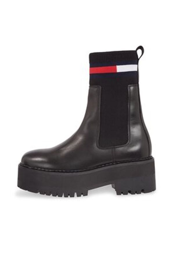 Tommy Jeans Sztyblety Tjw Flatform Chelsea Sock EN0EN02301 Czarny. Kolor: czarny. Materiał: skóra