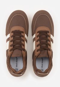 Born2be - Brązowe Sneakersy Kultowe Tenisówki z Marszczeniem przy Pięcie Rhodophine. Okazja: na co dzień. Kolor: brązowy. Materiał: jeans. Szerokość cholewki: normalna. Wzór: gładki #8