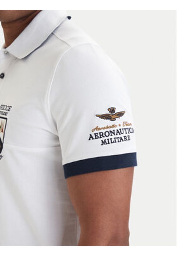 Aeronautica Militare Polo 261PO1915UP00191 Biały Regular Fit. Typ kołnierza: polo. Kolor: biały. Materiał: bawełna