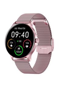 GARETT - Smartwatch Garett Classy różowy stalowy. Rodzaj zegarka: smartwatch. Kolor: różowy, wielokolorowy, szary. Styl: casual, elegancki, sportowy #1