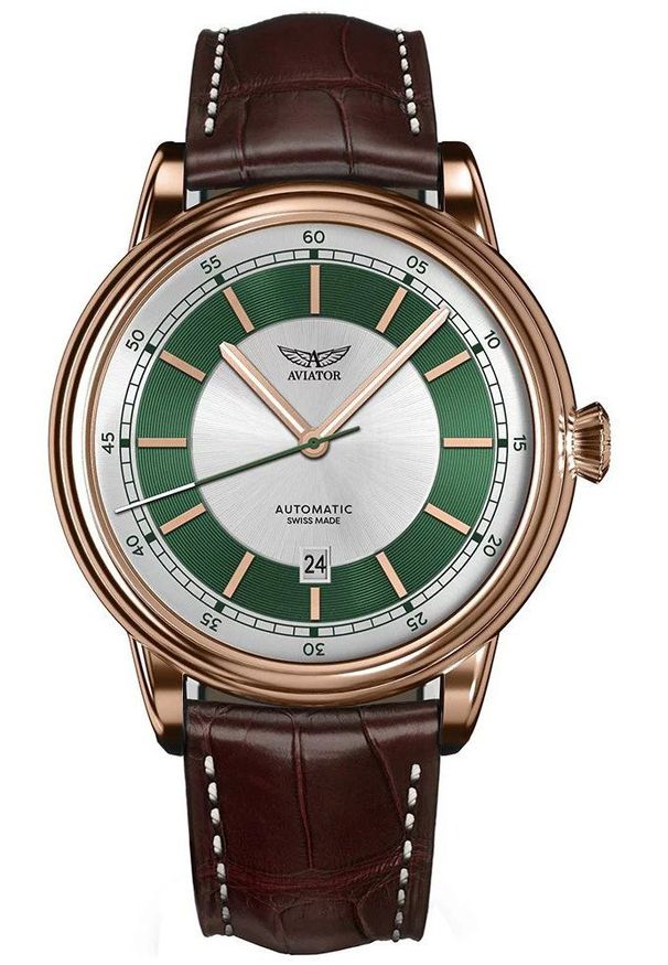 AVIATOR - Zegarek męski Aviator V.3.32.2.271.4.BRDC-3 brązowy. Kolor: brązowy