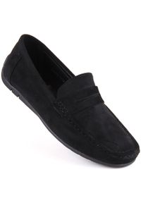 NEWS - Zamszowe półbuty mokasyny męskie wsuwane czarne Unisoft 7710. Zapięcie: bez zapięcia. Kolor: czarny. Materiał: zamsz #1