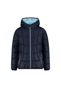 Kurtka z kapturem dla dziewczynki CMP. Typ kołnierza: kaptur. Kolor: niebieski. Materiał: softshell, puch. Sport: turystyka piesza #1