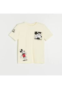 Reserved - T-shirt Mickey Mouse - Kremowy. Kolor: kremowy. Wzór: motyw z bajki #1