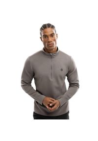 SIROKO - Męska bluza treningowa z suwakiem pod szyją Fitness Siroko Troop. Kolor: szary. Materiał: materiał. Długość: krótkie. Sport: fitness