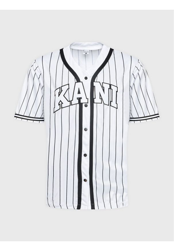 Karl Kani T-Shirt Serif Pinstripe Baseball 6033361 Biały Relaxed Fit. Kolor: biały. Materiał: syntetyk