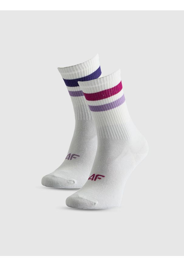4f - 4F Skarpetki długie (2-pack) dziewczęce - multikolor 35-37. Kolor: wielokolorowy. Materiał: dzianina, bawełna, materiał