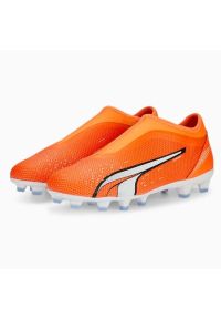 Buty piłkarskie Puma Ultra Match Ll FG/AG Jr 107229 01 pomarańczowe pomarańcze i czerwienie. Kolor: pomarańczowy. Materiał: materiał, syntetyk. Szerokość cholewki: normalna. Sport: piłka nożna #3