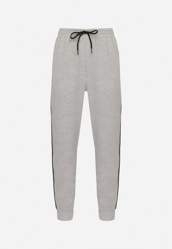 Born2be - Szare Spodnie Dresowe Typu Jogger z Lampasami Wileldi. Okazja: na co dzień. Kolor: szary. Materiał: dresówka. Styl: elegancki, casual, klasyczny