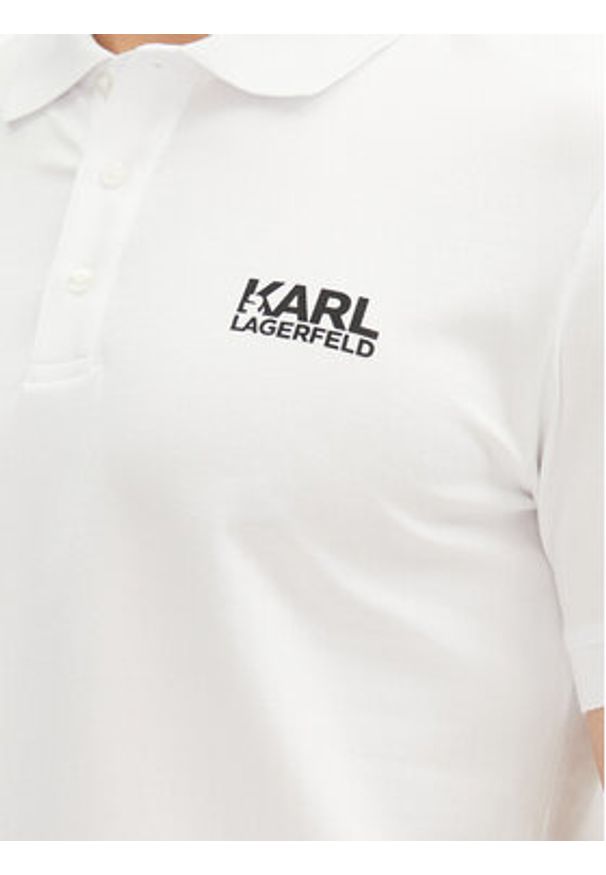 Karl Lagerfeld - KARL LAGERFELD Polo 745088 552235 Biały Regular Fit. Typ kołnierza: polo. Kolor: biały. Materiał: bawełna