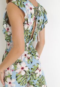 Born2be - Jasnoniebieski Bawełniany Kombinezon z Długimi Nogawkami w Kwiatowy Wzór Daina. Okazja: na spacer. Kolor: niebieski. Materiał: bawełna. Długość: długie. Wzór: kwiaty. Sezon: lato. Styl: elegancki, street #5