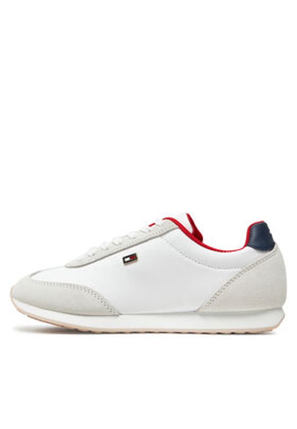 TOMMY HILFIGER - Tommy Hilfiger Sneakersy Flag Heritage Runner FW0FW08077 Biały. Kolor: biały. Materiał: zamsz, skóra