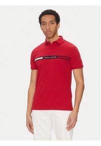 TOMMY HILFIGER - Tommy Hilfiger Polo Chest Insert MW0MW38130 Czerwony Regular Fit. Typ kołnierza: polo. Kolor: czerwony. Materiał: bawełna