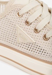 Born2be - Beżowe Klasyczne Trampki z Ażurową Cholewką Volirae. Kolor: beżowy. Materiał: jeans. Szerokość cholewki: normalna. Wzór: ażurowy. Sezon: wiosna, lato. Styl: klasyczny #8