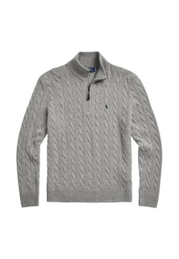 Polo Ralph Lauren Sweter 710876766008 Szary Regular Fit. Typ kołnierza: polo. Kolor: szary. Materiał: wełna