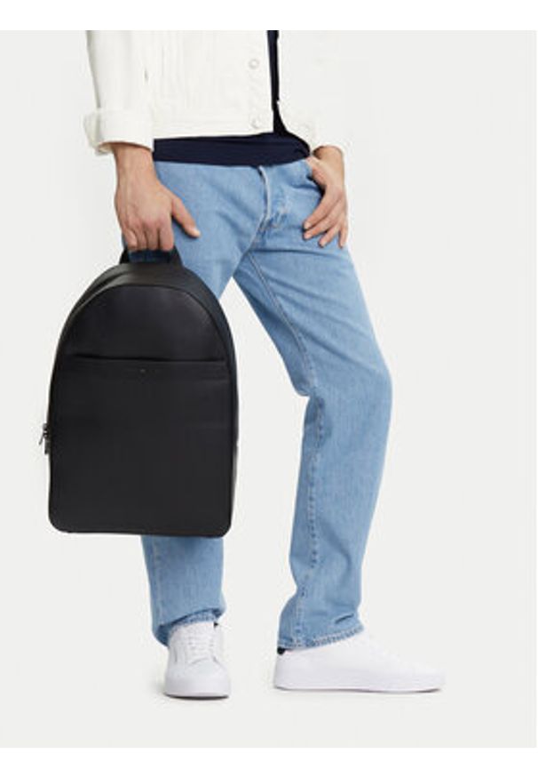 TOMMY HILFIGER - Tommy Hilfiger Plecak Th Corp Backpack AM0AM13221 Czarny. Kolor: czarny. Materiał: skóra