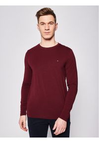 TOMMY HILFIGER - Tommy Hilfiger Longsleeve Stretch Tee MW0MW10804 Bordowy Slim Fit. Kolor: czerwony. Materiał: bawełna. Długość rękawa: długi rękaw #1