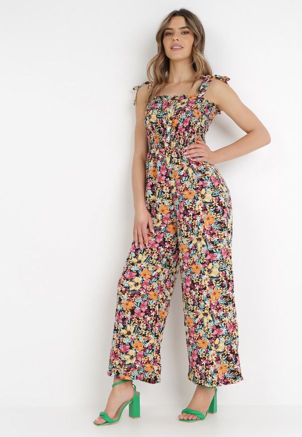 Born2be - Żółto-Czarny Kombinezon Alemonice. Kolor: żółty. Długość rękawa: na ramiączkach. Długość: długie. Styl: klasyczny