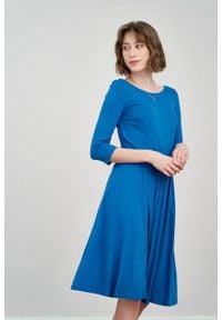 Marie Zélie - Sukienka Limosa ciemnoniebieska. Kolor: niebieski. Materiał: wiskoza, dzianina, materiał, elastan. Długość: midi #4