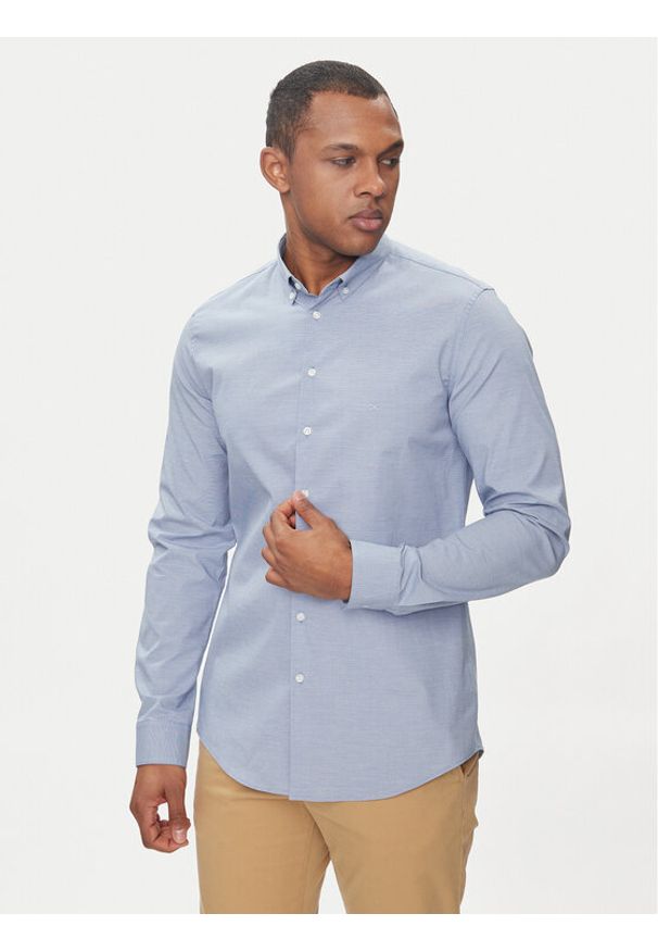 Calvin Klein Koszula Chambray K10K112679 Niebieski Slim Fit. Kolor: niebieski. Materiał: bawełna