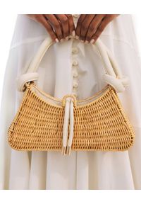 CULT GAIA - Beżowa torebka na ramię Reha. Kolor: beżowy. Materiał: bawełna. Wzór: aplikacja