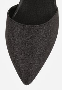 Born2be - Czarne Eleganckie Brokatowe Czółenka Vices na Obcasie z Wkładką ze Skóry Naturalnej Leadora. Okazja: na ślub cywilny, na wesele. Nosek buta: szpiczasty. Zapięcie: pasek. Kolor: czarny. Materiał: skóra. Obcas: na obcasie. Styl: elegancki. Wysokość obcasa: średni #3