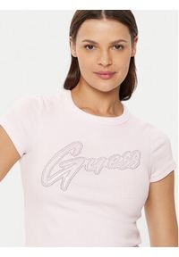 Guess T-Shirt W5RI68KA0H1 Różowy Slim Fit. Kolor: różowy. Materiał: bawełna #4