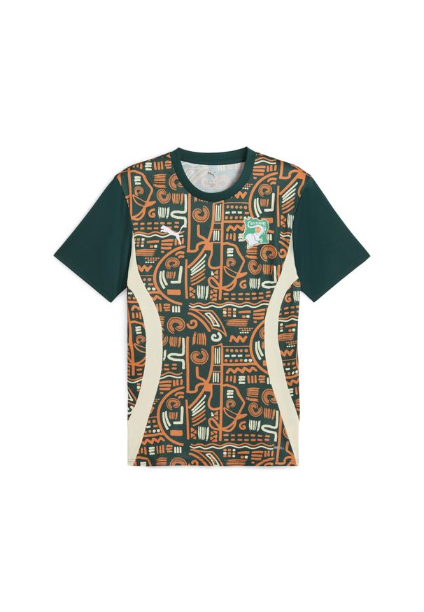 Puma - Męska koszulka przedmeczowa Wybrzeża Kości Słoniowej 2025 PUMA. Kolor: pomarańczowy, żółty, wielokolorowy, zielony. Sport: piłka nożna