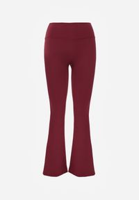 Renee - Bordowe Legginsy Dzwony High Waist Orruvana. Okazja: na spacer. Stan: podwyższony. Kolor: czerwony. Długość: krótkie. Styl: sportowy #6