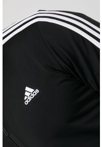 Adidas - adidas bluza męska kolor czarny z aplikacją. Okazja: na co dzień. Kolor: czarny. Materiał: materiał, dzianina. Wzór: aplikacja. Styl: casual