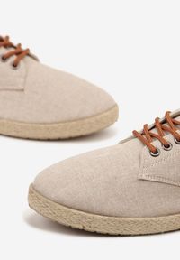 Born2be - Beżowe Trampki w Klasycznym Stylu Liliore. Okazja: na co dzień, na spotkanie biznesowe, do pracy, na spacer. Kolor: beżowy. Materiał: jeans. Styl: klasyczny #3