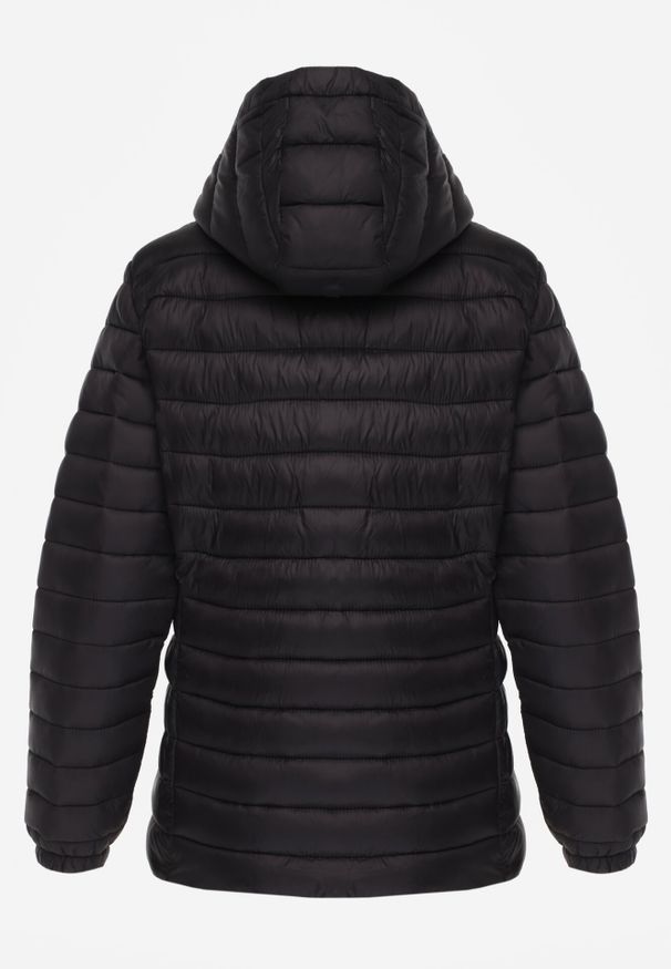 Born2be - Czarna Klasyczna Kurtka Przejściowa z Pikowaniem i Odpinanym Kapturem Fezizola. Okazja: na co dzień. Kolor: czarny. Materiał: jeans. Sezon: jesień, wiosna. Styl: klasyczny