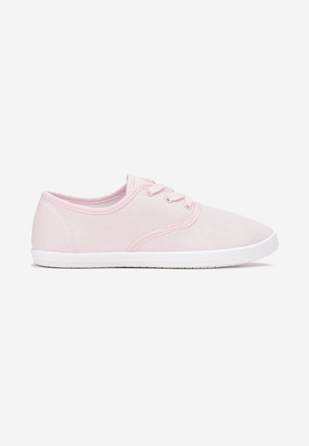 Born2be - Różowe Tenisówki z Krótkim Sznurowaniem Madilinne. Okazja: na co dzień, na spacer. Zapięcie: sznurówki. Kolor: różowy. Materiał: jeans. Styl: casual