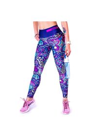 2SkIN - Legginsy do biegania damskie 2skin Fantasy z kieszonką. Kolor: wielokolorowy. Materiał: elastan, poliester. Wzór: kolorowy. Sport: fitness