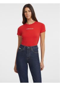 Guess Jeans T-Shirt W4YI01 J1314 Czerwony Slim Fit. Kolor: czerwony. Materiał: bawełna