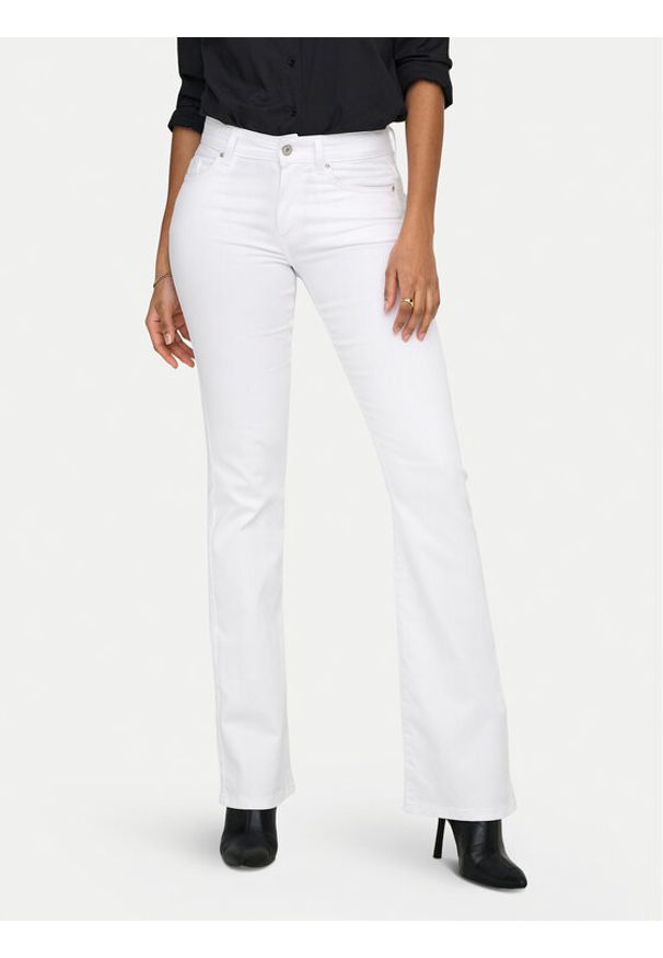 only - ONLY Jeansy Blush 15373325 Biały Flared Fit. Kolor: biały