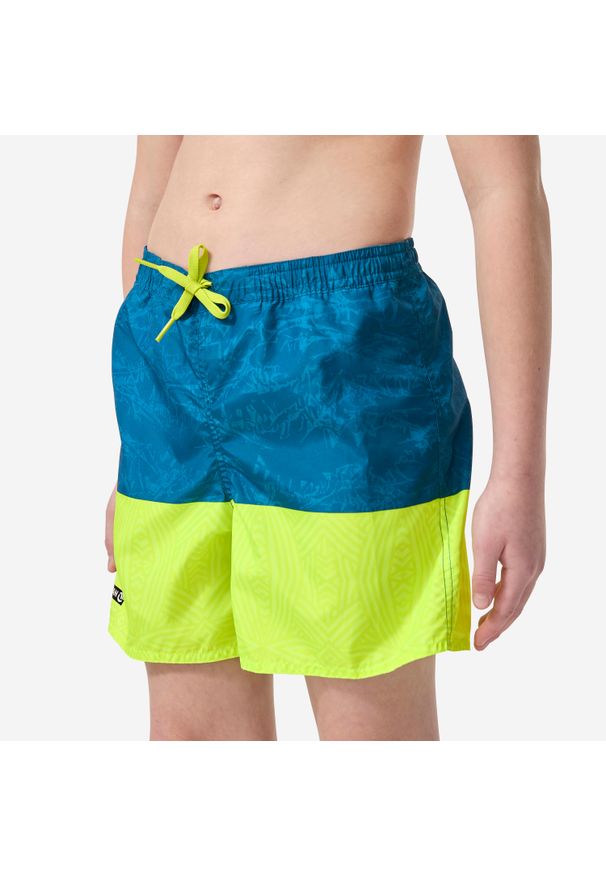 Spodenki surfingowe dla dzieci Decathlon 100 Stories. Kolor: żółty. Materiał: poliester, materiał. Długość: krótkie