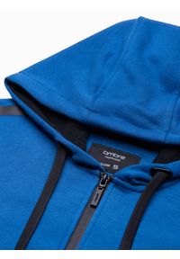 Ombre Clothing - Bluza męska rozpinana z kapturem - niebieska V5 OM-SSZP-22FW-006 - XXL. Typ kołnierza: kaptur. Kolor: niebieski. Materiał: bawełna, poliester. Wzór: geometria #6
