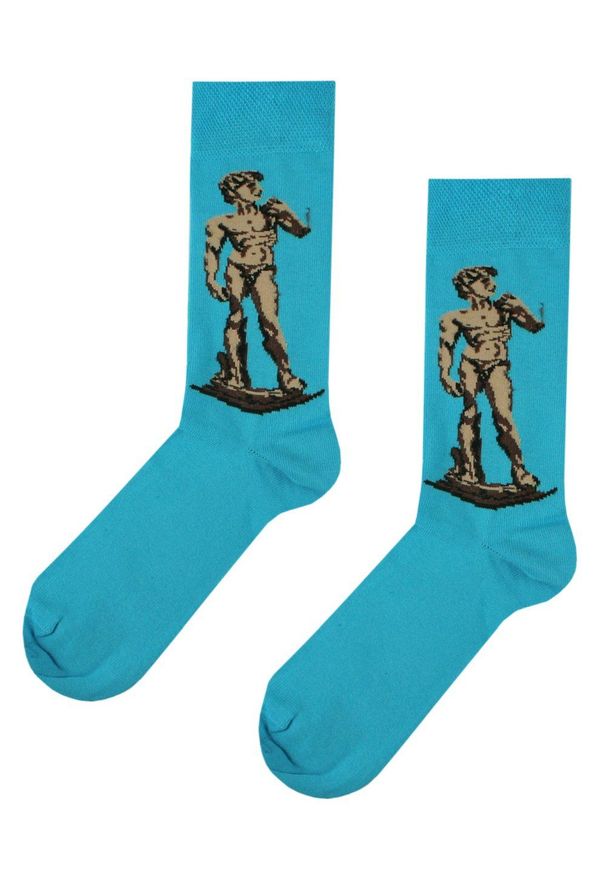 His Story - Skarpetki Bawełniane - Tematyczne - Rzeźba na Niebieskim Tle. Kolor: niebieski. Materiał: elastan, bawełna, poliamid