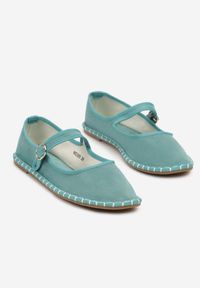 Born2be - Zielone Balerinki Espadryle z Paskiem Ozdobione Przeszyciami Firaniere. Okazja: na co dzień. Zapięcie: pasek. Kolor: zielony. Wzór: aplikacja. Sezon: lato. Styl: casual #3