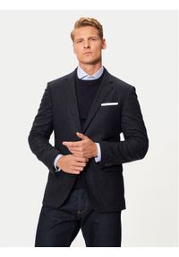 BOSS - Boss Marynarka H-Hutson 50528083 Granatowy Slim Fit. Kolor: niebieski. Materiał: wełna