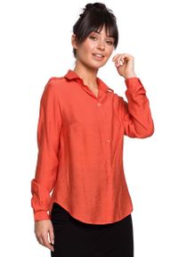 MOE - Pomarańczowa Klasyczna Koszula z Pagonami. Kolor: pomarańczowy. Materiał: poliamid, wiskoza. Styl: klasyczny #1