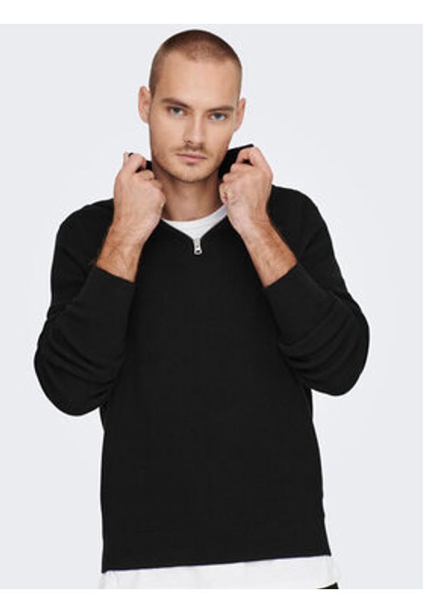 Only & Sons Sweter 22023210 Czarny Regular Fit. Kolor: czarny. Materiał: bawełna