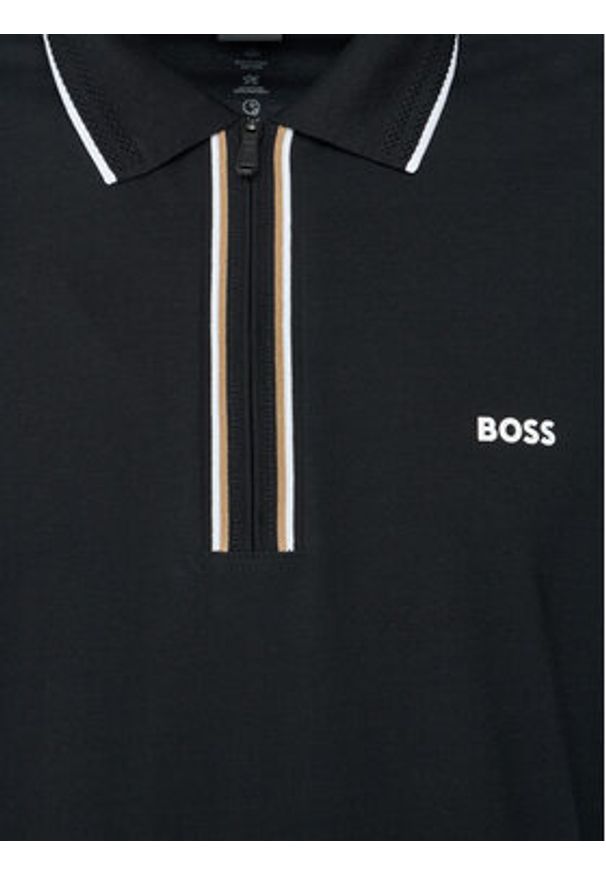 BOSS Polo Philix 50544450 Czarny Slim Fit. Typ kołnierza: polo. Kolor: czarny. Materiał: bawełna