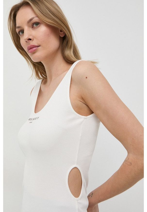 Miss Sixty top damski kolor biały. Okazja: na co dzień. Kolor: biały. Materiał: dzianina. Wzór: gładki. Styl: casual