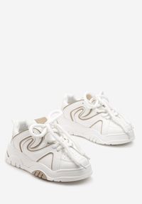 Renee - Biało-Beżowe Sneakersy na Platformie z Grubymi Sznurówkami Imyria. Kolor: biały. Obcas: na platformie #5