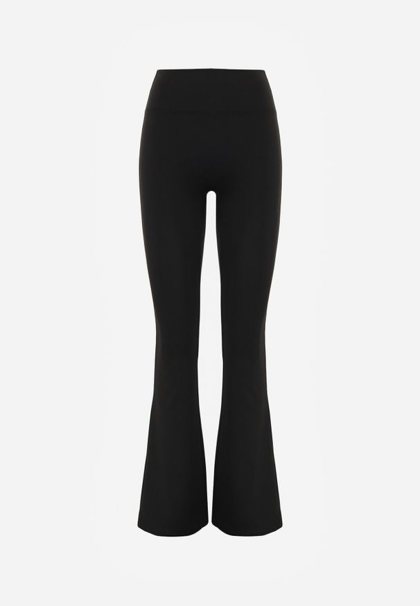 Born2be - Czarne Legginsy o Kroju Dzwonów z Wysokim Stanem i Modelującym Marszczeniem Pronone. Okazja: na co dzień. Stan: podwyższony. Kolor: czarny. Materiał: jeans. Długość: krótkie. Styl: elegancki, casual