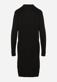 Born2be - Czarna Sweterkowa Sukienka z Modalem i Wiskozą Ozdobiona Guzikami Hesalttia. Okazja: na co dzień. Kolor: czarny. Materiał: wiskoza. Długość rękawa: długi rękaw. Wzór: aplikacja. Typ sukienki: proste. Styl: casual, elegancki #2